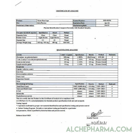 7-Keto Fit. 7-Keto ® (3-acetyl-7-oxo-dehydroepiandrosterone) / EGCG/ChromeMate® 30 Day Supply, 60 Vcaps-AlchePharma