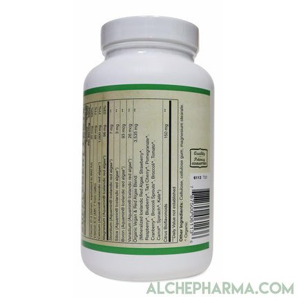 Algae Base Calcium ( Elemental, Vegan ) 1000 mg per 3 tablets Featuring Aquamin®, a premium trademarked source of Icelandic mineralized red algae-Minerals-AlchePharma