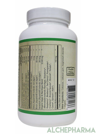Algae Base Calcium ( Elemental, Vegan ) 1000 mg per 3 tablets Featuring Aquamin®, a premium trademarked source of Icelandic mineralized red algae-Minerals-AlchePharma