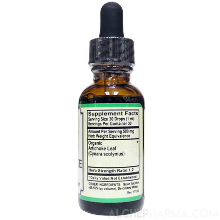 Artichoke Liquid Tincture ( Organic Artichoke Leaf ) 500 mg Equivalence per serving Parve K-1604-Herb Tincture-AlchePharma