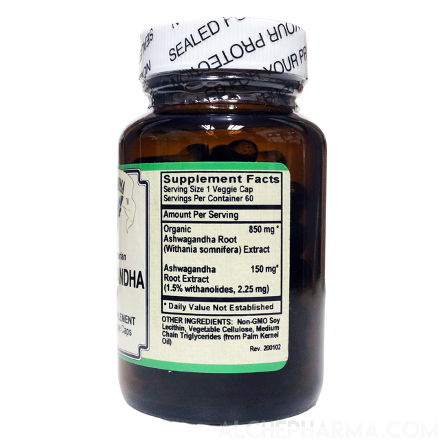 Ashwagandha ( Liquid Caps ) Premium Full Spectrum Organic Root and Extract combo Parve k-1604-Vitamins & Supplements-AlchePharma