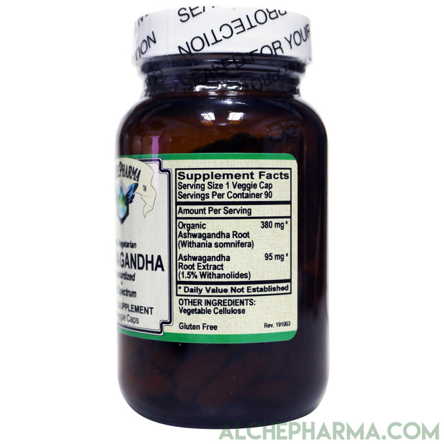 Ashwagandha Organic full spectrum root and Standardized extract mix Pure, Vegetarian, No Fillers-Ayurvedic-AlchePharma