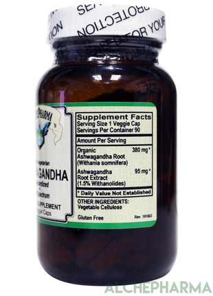 Ashwagandha Organic full spectrum root and Standardized extract mix Pure, Vegetarian, No Fillers-Ayurvedic-AlchePharma