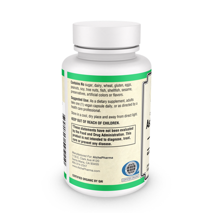 Astaxanthin 12mg AstaPure® USDA Organic Vegan Whole Food Haematococcus pluvialis-Vitamins & Supplements-AlchePharma