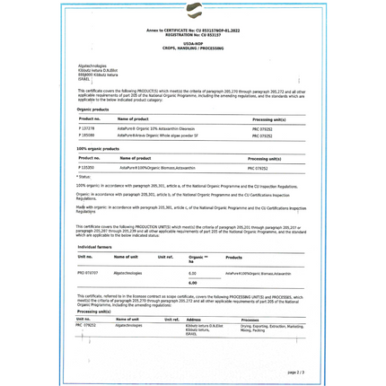 Astaxanthin 12mg AstaPure® USDA Organic Vegan Whole Food Haematococcus pluvialis-Vitamins & Supplements-AlchePharma