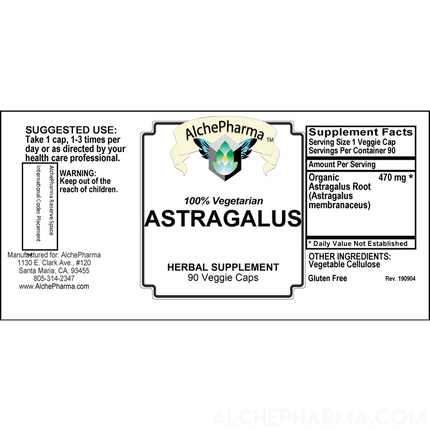 Astragalus- Organic Astragalus Membranaceus Root Vegetarian Capsules-herb-AlchePharma