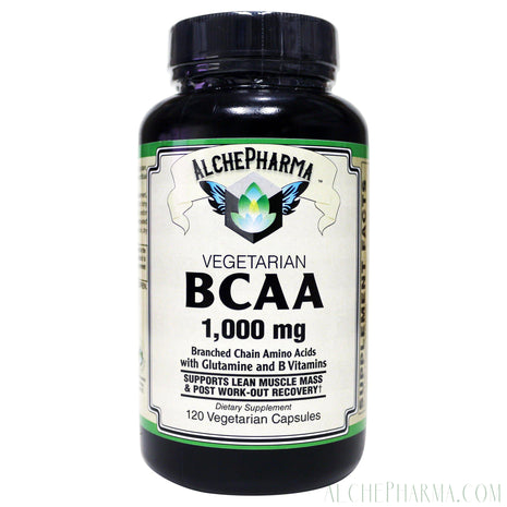 BCAA with Glutamine (Vegetarian) 1000mg per 2 VCaps 2:1:1 ratio + Glutamine and B Vitamins-Fitness-AlchePharma