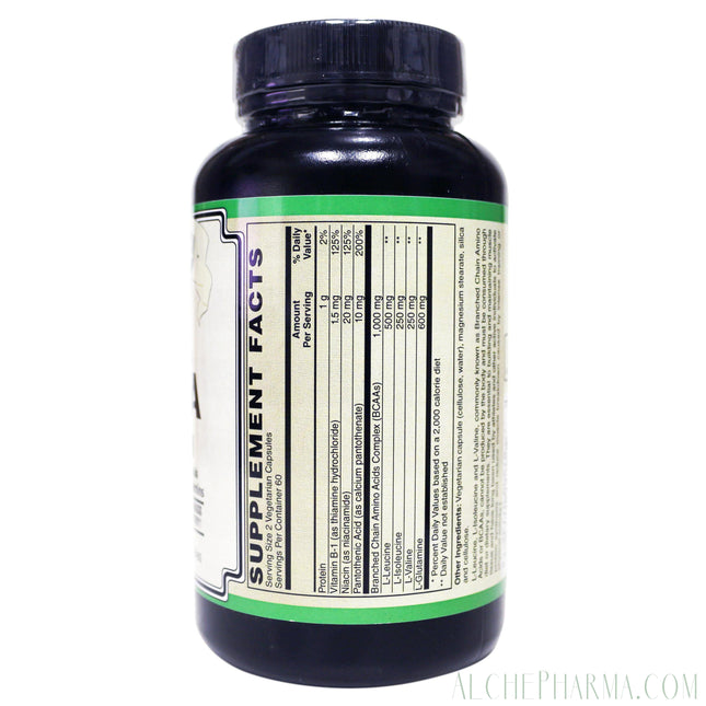 BCAA with Glutamine (Vegetarian) 1000mg per 2 VCaps 2:1:1 ratio + Glutamine and B Vitamins-Fitness-AlchePharma