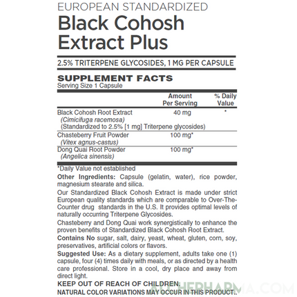 Black Cohosh Extract Plus, European Standardized 2.5% Triterpene glycosides-Herbs-AlchePharma