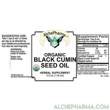 Black Cumin Seed Oil Certified Organic 100% Pure Cold Pressed ( Nigella Sativa )-Herb-AlchePharma