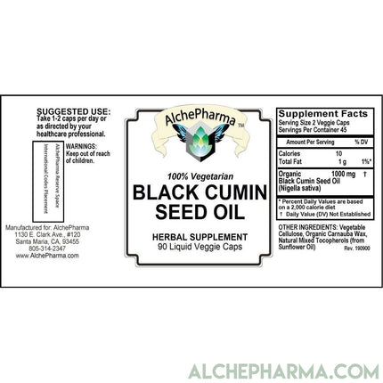 Black Cumin Seed Oil Liquid Filled Veggie Caps ( Filled w/ Organic Nigella Sativa Oil )-Herb-AlchePharma