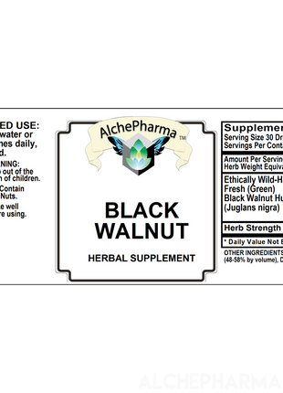 Black Walnut Tincture ( Juglans nigra ) Wild Harvested HSR 1:1 Parve K-1604-Herbal-AlchePharma
