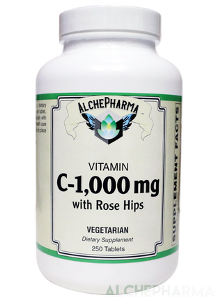 C-1,000mg ( ascorbic acid ) with 50 mg Rose Hips -Soy Corn Gluten Free-Vitamins & Supplements-AlchePharma