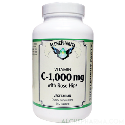 C-1,000mg ( ascorbic acid ) with 50 mg Rose Hips -Soy Corn Gluten Free-Vitamins & Supplements-AlchePharma