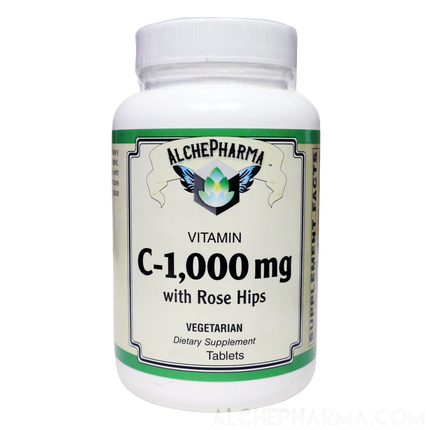 C-1,000mg ( ascorbic acid ) with 50 mg Rose Hips -Soy Corn Gluten Free-Vitamins & Supplements-AlchePharma