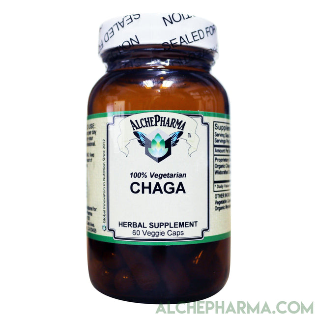 CHAGA Mycelia , Organic and Wild Crafted Mix 500mg per Vcap PARVE-Mushroom-AlchePharma