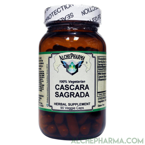 Cascara Sagrada Bark Wild Harvested (Rhamnus purshiana Bark) 400 mg. per Veggie Cap-Herbs-AlchePharma