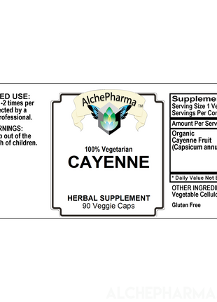Cayenne Fruit - Organic 500mg Capsicum Annuum PARVE K-1604 - Vcaps-Herbs-AlchePharma