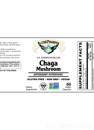 Chaga Mushroom Organic mycelium powder, standardized to 40% polysaccharides-Mushroom-AlchePharma
