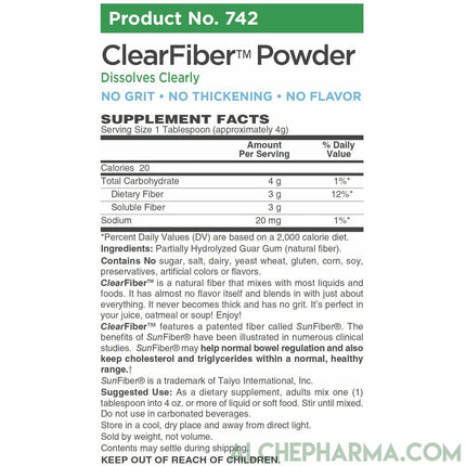 ClearFiber™- An all-natural prebiotic soluble fiber (tasteless , dissolves clear )-AlchePharma