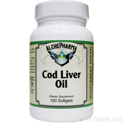 Cod Liver Oil Softgels, ( Vit A, Vit D and Omega 3 Fatty Acids ) 100 SG's - AlchePharma