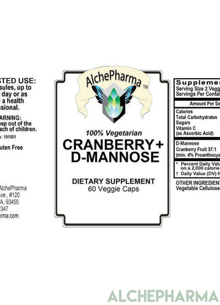 Cranberry + D-Mannose w/1000mg D-Mannose and a 37:1 Cranberry super concentrate at 4% proanthocyanidins-Cleanse-AlchePharma