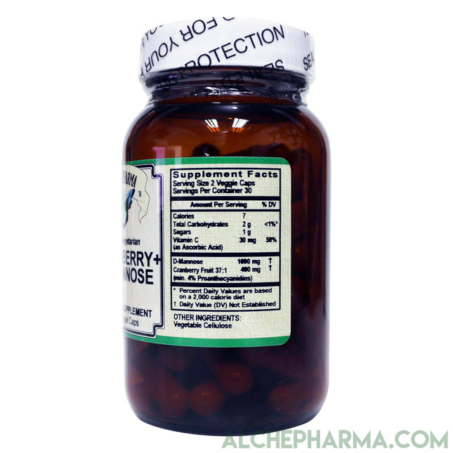 Cranberry + D-Mannose w/1000mg D-Mannose and a 37:1 Cranberry super concentrate at 4% proanthocyanidins-Cleanse-AlchePharma