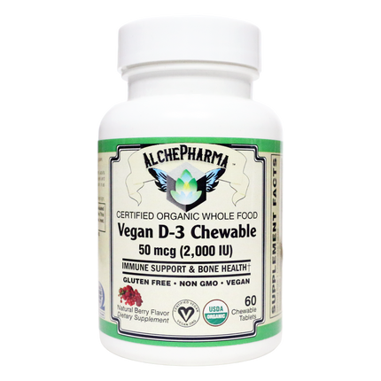 D-3 Chewable Certified Organic Whole Food Vegan-Vitamins & Supplements-AlchePharma