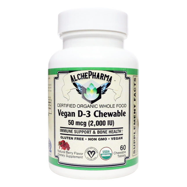 D-3 Chewable Certified Organic Whole Food Vegan-Vitamins & Supplements-AlchePharma