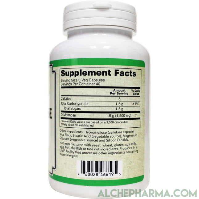 D-Mannose 500mg. Vegetarian Capsules ( Non-GMO, Soy-Free, Nut Free, Kosher, Halal )-cleanse-AlchePharma-120 Veg Caps-AlchePharma