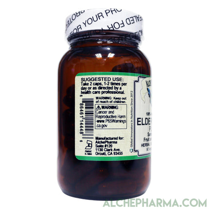 Elderberry Plus ( Organic Elderberry Fruit w/ Wildcrafted Elderflower ) Sambucus Full Spectrum and 100% Vegetarian-Herbs-AlchePharma