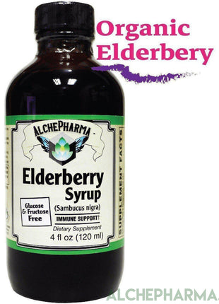AP Elderberry Syrup Using Organic Elderberries, 6400mg. per Serving, Rich in Anthocyanins,12 Servings per Bottle, Glucose and Fructose Free, Vegetable Glycerin Base - AlchePharma