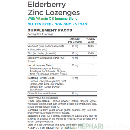 Elderberry Zinc Lozenges w/Licorice, Aloe, Slippery Elm and More-Vitamins & Supplements-AlchePharma
