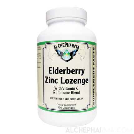Elderberry Zinc Lozenges w/Licorice, Aloe, Slippery Elm and More-Vitamins & Supplements-AlchePharma