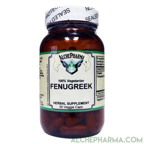 Fenugreek Seed veggie caps USDA Certified Organic 600 mg per cap ( 90 Vcaps )-Herbs-AlchePharma