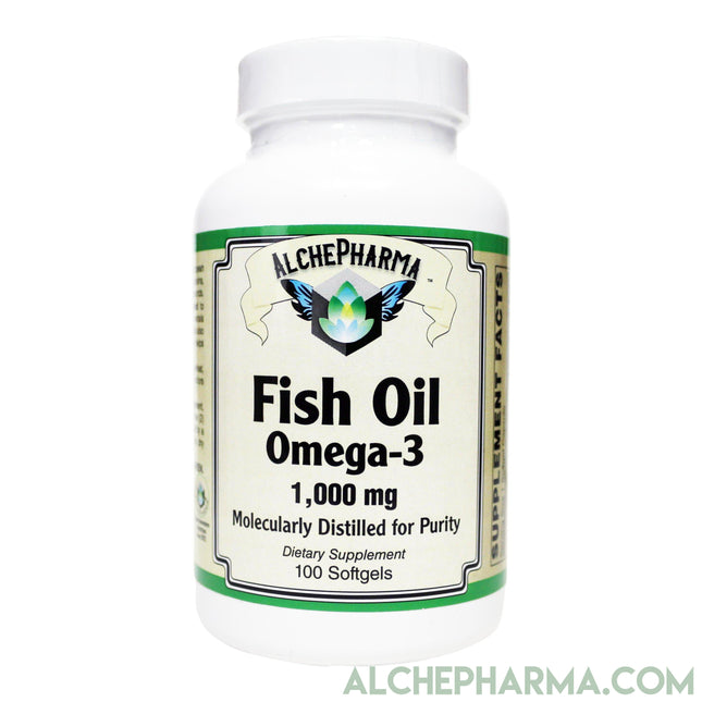 Fish Oil 1,000mg- Molecularly Distilled, European Standardized high Purity and Free of Potential Toxins-AlchePharma