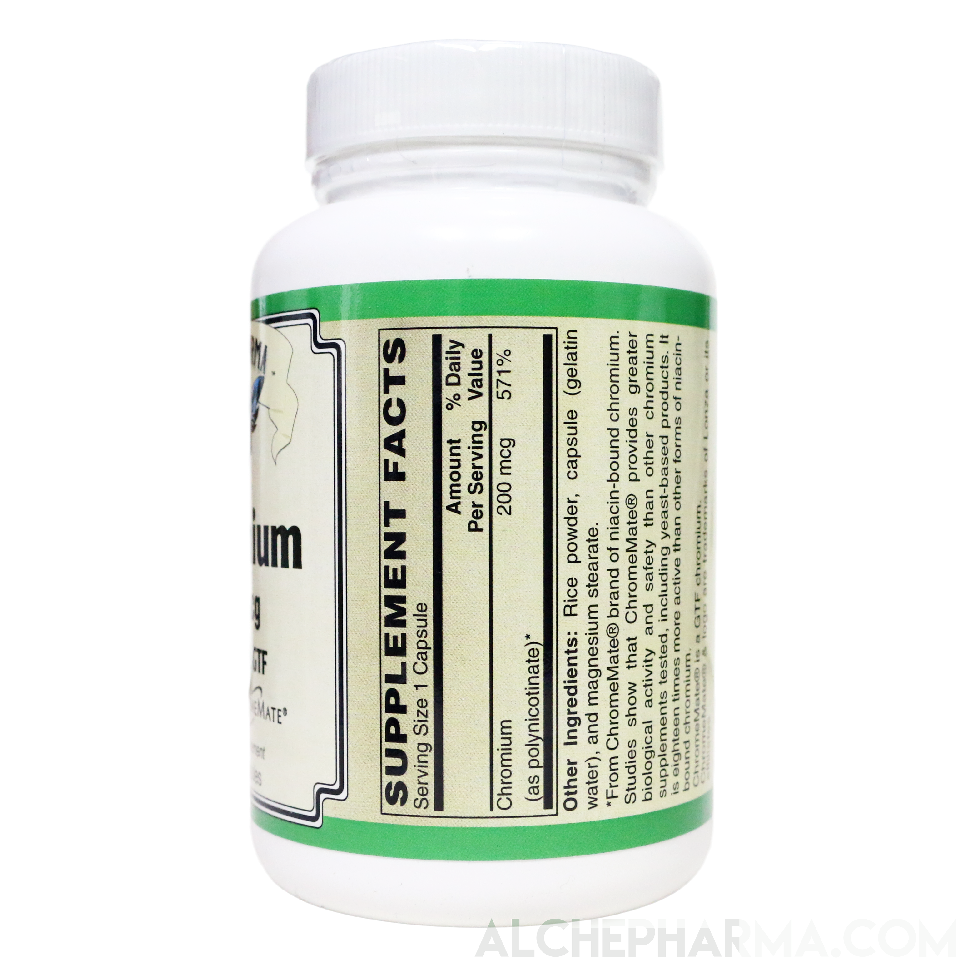 GTF Chromium ( ChromeMateยฎ) patented niacin-bound chromium complex 200 mcg