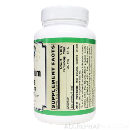 GTF Chromium ( ChromeMate®) patented niacin-bound chromium complex 200 mcg.-Mineral-AlchePharma