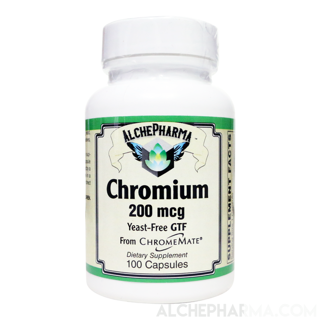 GTF Chromium ( ChromeMate®) patented niacin-bound chromium complex 200 mcg.-Mineral-AlchePharma