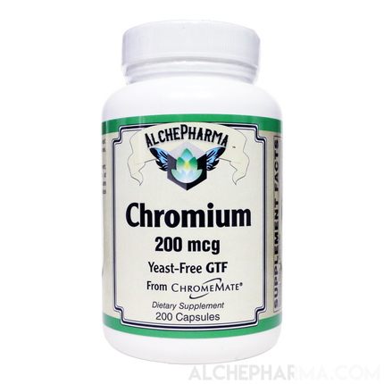 GTF Chromium ( ChromeMate®) patented niacin-bound chromium complex 200 mcg.-Mineral-AlchePharma