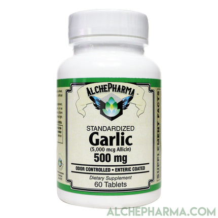 Garlic Premium Enteric Coated High Yield 5000 mcg Allicin w/All The Naturally Occurring Sulfur compounds (thiosulfinates and Gamma-glutamyl-cysteines)-AlchePharma