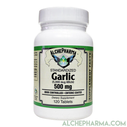 Garlic Premium Enteric Coated High Yield 5000 mcg Allicin w/All The Naturally Occurring Sulfur compounds (thiosulfinates and Gamma-glutamyl-cysteines)-AlchePharma