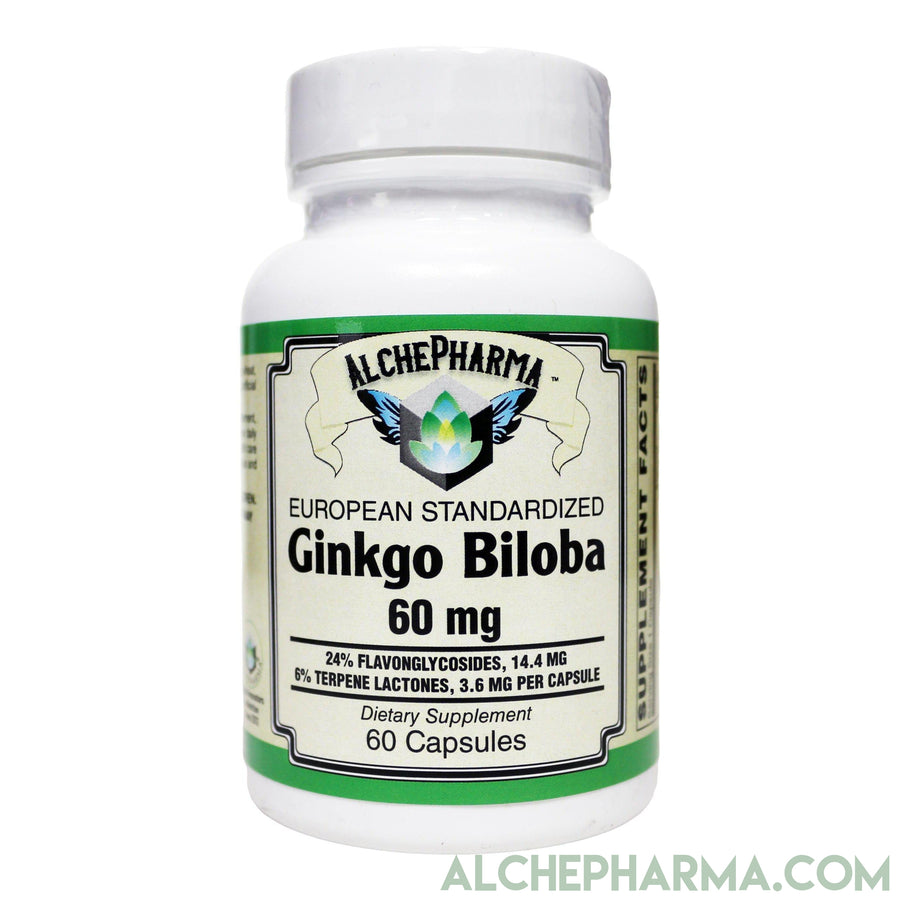 Ginkgo Biloba 60 mg European Standardized to 24 Flavonglycosides, 6