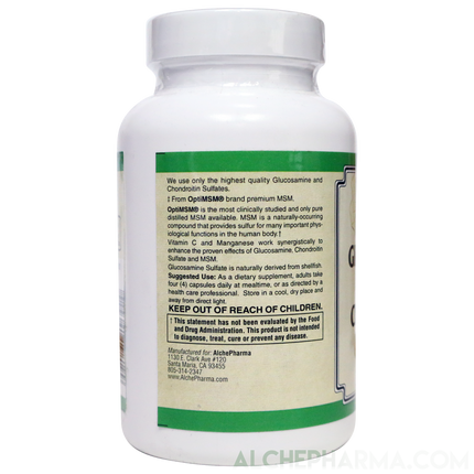 Glucosamine Sulfate, Chondroitin & MSM Capsules ( 4 Cap High Potency Formula )-Vitamins & Supplements-AlchePharma