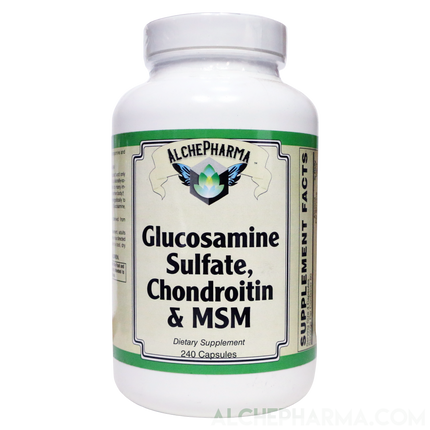 Glucosamine Sulfate, Chondroitin & MSM Capsules ( 4 Cap High Potency Formula )-Vitamins & Supplements-AlchePharma