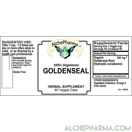 Goldenseal Root 250mg (Organic Hydrastis canadensis) • 60ct Veg Caps-Herbs-AlchePharma