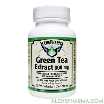 Green Tea Extract 300mg- (Water Extracted, Solvent Free, European Standardized) and 150mg Catechins per VegCap-Herb-AlchePharma