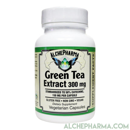 Green Tea Extract 300mg- (Water Extracted, Solvent Free, European Standardized) and 150mg Catechins per VegCap-Herb-AlchePharma