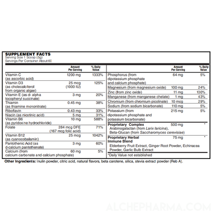 ImmunoLYTE Fizz ( 500 mg Proprietary Complex with Arabinogalactan (from Larix laricina) and Beta-Glucan (from Saccharomyces cerevisiae)-Vitamins & Supplements-AlchePharma