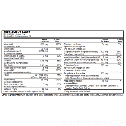 ImmunoLYTE Fizz ( 500 mg Proprietary Complex with Arabinogalactan (from Larix laricina) and Beta-Glucan (from Saccharomyces cerevisiae)-Vitamins & Supplements-AlchePharma
